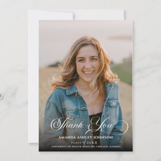 Foto Wit Zwart Afstuderen Bedankkaart (Voorkant)