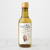 Foto Wit Zwart Goud Bedankt 50e verjaardag Wijn Etiket (Voorkant)