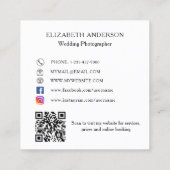 Foto wit zwart QR code social media Vierkante Visitekaartje (Achterkant)