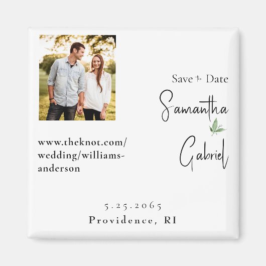 Foto Witte Bruiloft Save the Date Magneet (Voorkant)