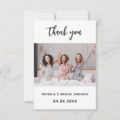 Foto witte elegante bruidsshower bedankkaart (Voorkant)