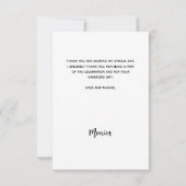 Foto witte elegante bruidsshower bedankkaart (Achterkant)