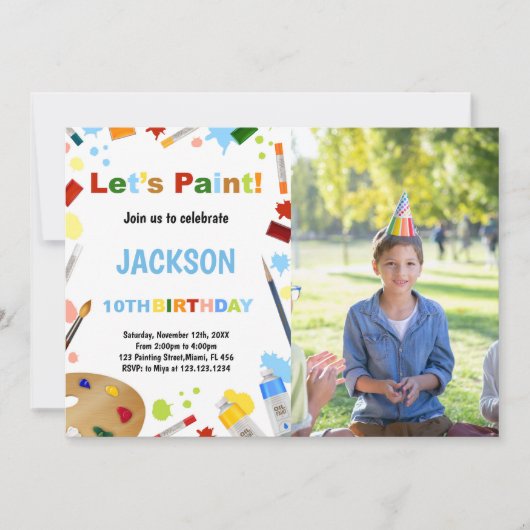 Foto witte jurk voor rommel verf uitnodigingen (Voorkant)