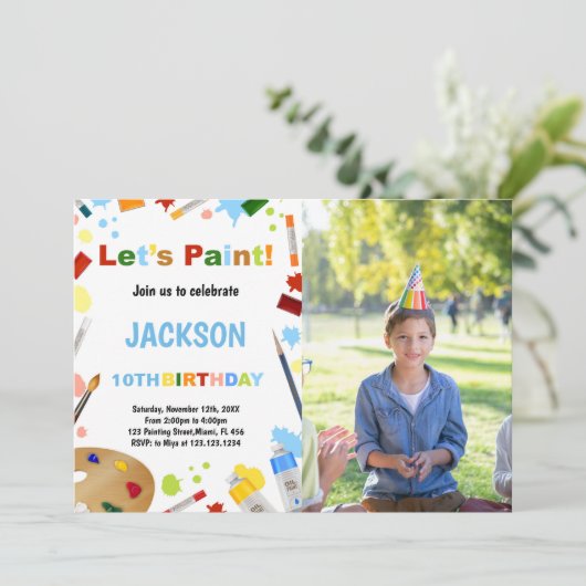 Foto witte jurk voor rommel verf uitnodigingen (Staand voorkant)