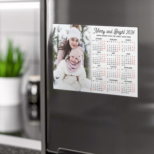 Foto Witte Kalender 2026 Familie Magnetische Kaart Magnetische Uitnodiging