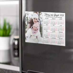 Foto Witte Kalender 2026 Familie Magnetische Kaart Uitnodiging