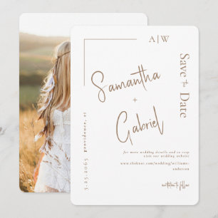 Foto Witte Moderne Trouwkaart Uitnodiging 