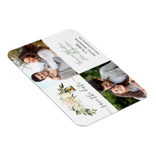 Foto witte pony's Rustic Lantern sparen de datum Magneet (Rechterzijde)