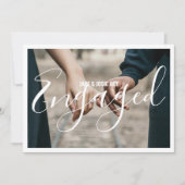 Foto witte rand verloofde aankondiging feestkaart (Voorkant)