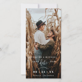 Foto witte script trouw save the date bladwijzer