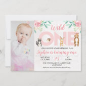 Foto Woodland Animals 1st Birthday Invitation Kaart (Voorkant)