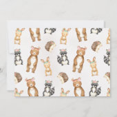 Foto Woodland Animals 1st Birthday Invitation Kaart (Achterkant)