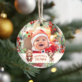 Foto Woodland Animals Baby Eerste Kerstmis Ornament