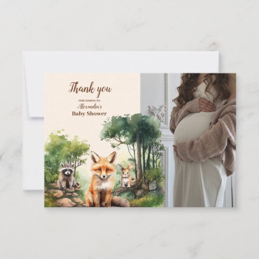 Foto Woodland Animals Baby shower Bedankkaart (Voorkant)