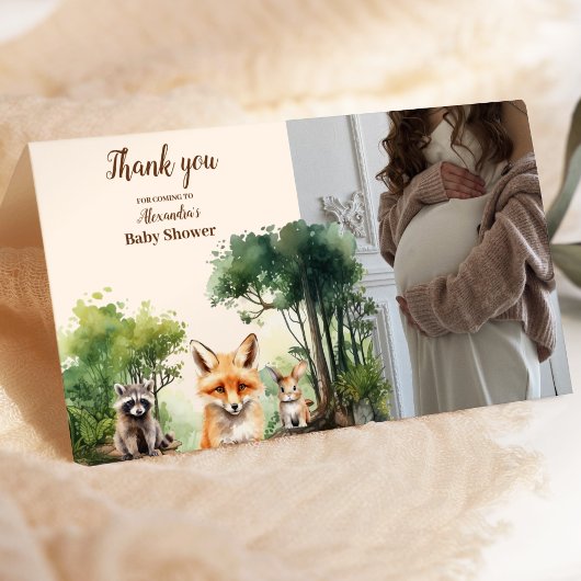 Foto Woodland Animals Baby shower Bedankkaart