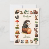 Foto Woodland Animals Baby shower Dank u kaart (Voorkant)
