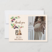 Foto Woodland Forest Dieren Baby shower Bedankkaart (Voorkant)