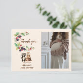 Foto Woodland Forest Dieren Baby shower Bedankkaart (Staand voorkant)
