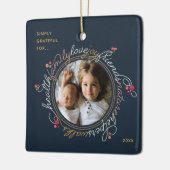 Foto Word Gratitude Wreated Custom Ornament (Links)