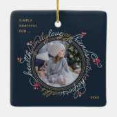 Foto Word Gratitude Wreated Custom Ornament (Achterkant)