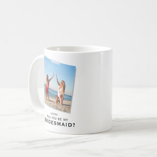 Foto 'Word je mijn bruidsmeisje? Aandenken Koffiemok (Voorkant links)