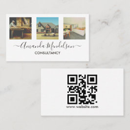Foto x3-tekst en QR-code of logo Visitekaartje