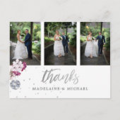 Foto: x 3 Elegant Wedding Silver Disco Bedankt Briefkaart (Voorkant)
