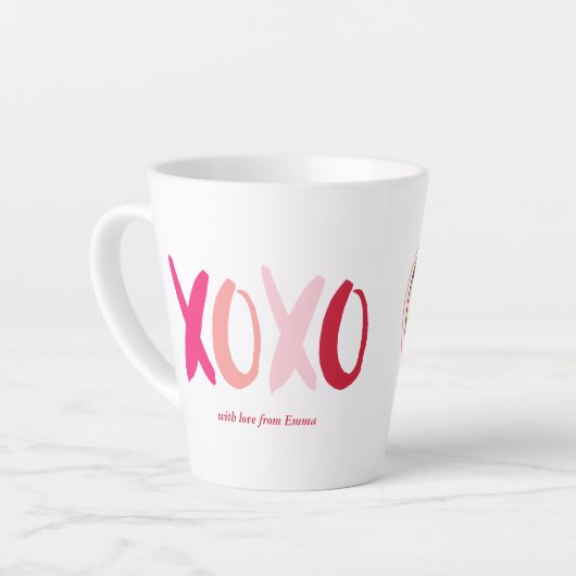 Foto "XOXO"-Valentijnsdag Latte Mok (Linkerhoek)