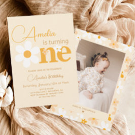 Foto: Yellow Daisy 1st Birthday Party Kaart