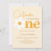 Foto: Yellow Daisy 1st Birthday Party Kaart (Voorkant)