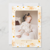 Foto: Yellow Daisy 1st Birthday Party Kaart (Achterkant)