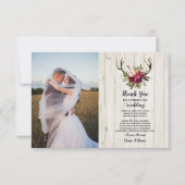 Foto: You Card Wedding Antler Floral Wood Kaart (Voorkant)