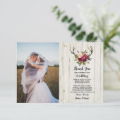 Foto: You Card Wedding Antler Floral Wood Kaart (Staand voorkant)