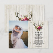 Foto: You Card Wedding Antler Floral Wood Kaart (Voorkant / Achterkant)