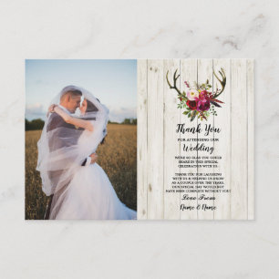 Foto: You Card Wedding Antler Floral Wood Kaart
