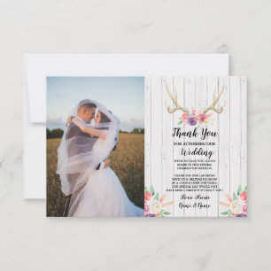Foto: You Card Wedding Antler Floral Wood Kaart