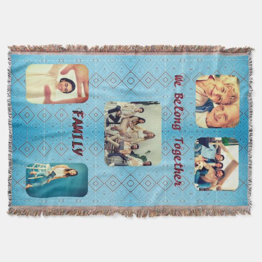 Foto Zacht Blauw Retro Diamant Deken (Voorkant)