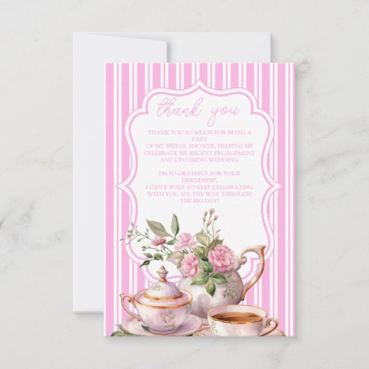 Foto Zacht Roze Bloemen Thee Vrijgezellenfeest Bedankkaart (Voorkant)