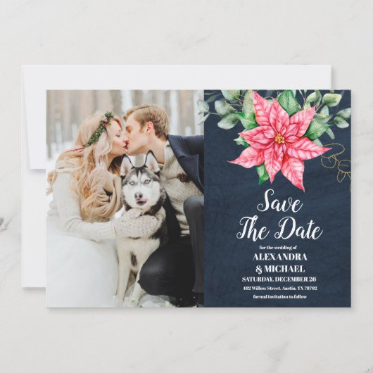 Foto Zachte Winter Berry Kerstmis Bruiloft Save The Date (Voorkant)