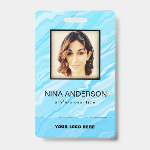Foto Zakelijk Badge Blauwe Achtergrond 
