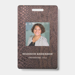 Foto Zakelijk Bruin Slangenleer ID Badge