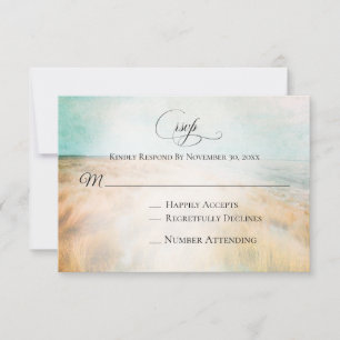*~* Foto Zand Duin Strand Grass Zee Wedding RSVP Kaartje