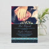 Foto Zebra Print Bat Mitswa Verjaardag uitnodiging (Staand voorkant)