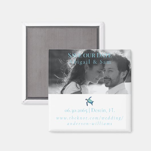 Foto Zee Turtle Beach Bruiloft Save the Date Magneet (Voorkant / Achterkant)