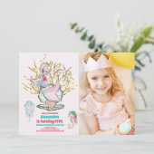 Foto Zeemeermin Goud Glitter Verjaardagsfeest Kaart (Staand voorkant)