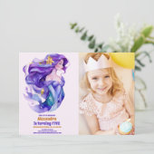 Foto Zeemeermin Verjaardag onder het Zee Party Kaart (Staand voorkant)