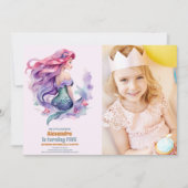 Foto Zeemeermin Verjaardag onder het Zee Party Kaart (Voorkant)