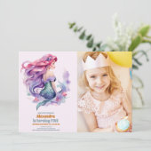 Foto Zeemeermin Verjaardag onder het Zee Party Kaart (Staand voorkant)