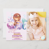 Foto Zeemeermin Verjaardag onder het Zee Party Kaart (Voorkant)