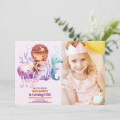 Foto Zeemeermin Verjaardag onder het Zee Party Kaart (Staand voorkant)